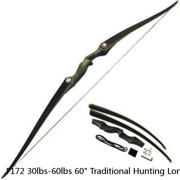 F172 30lbs-60lbs 60" Traditional Hunting Longbow Long Bow 15"Camo Riser Junxing 