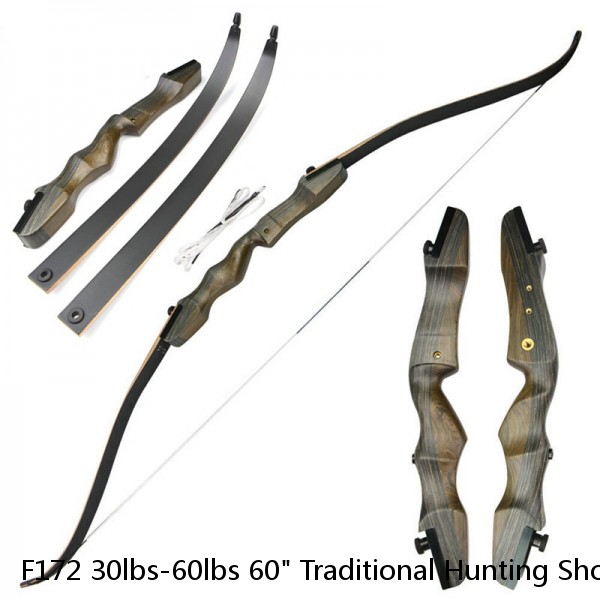 F172 30lbs-60lbs 60" Traditional Hunting Shoot Longbow Long Bow 15" Camo Riser 