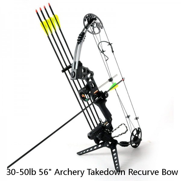 30-50lb 56" Archery Takedown Recurve Bow Set Hunting Arrows Right Hand Adult